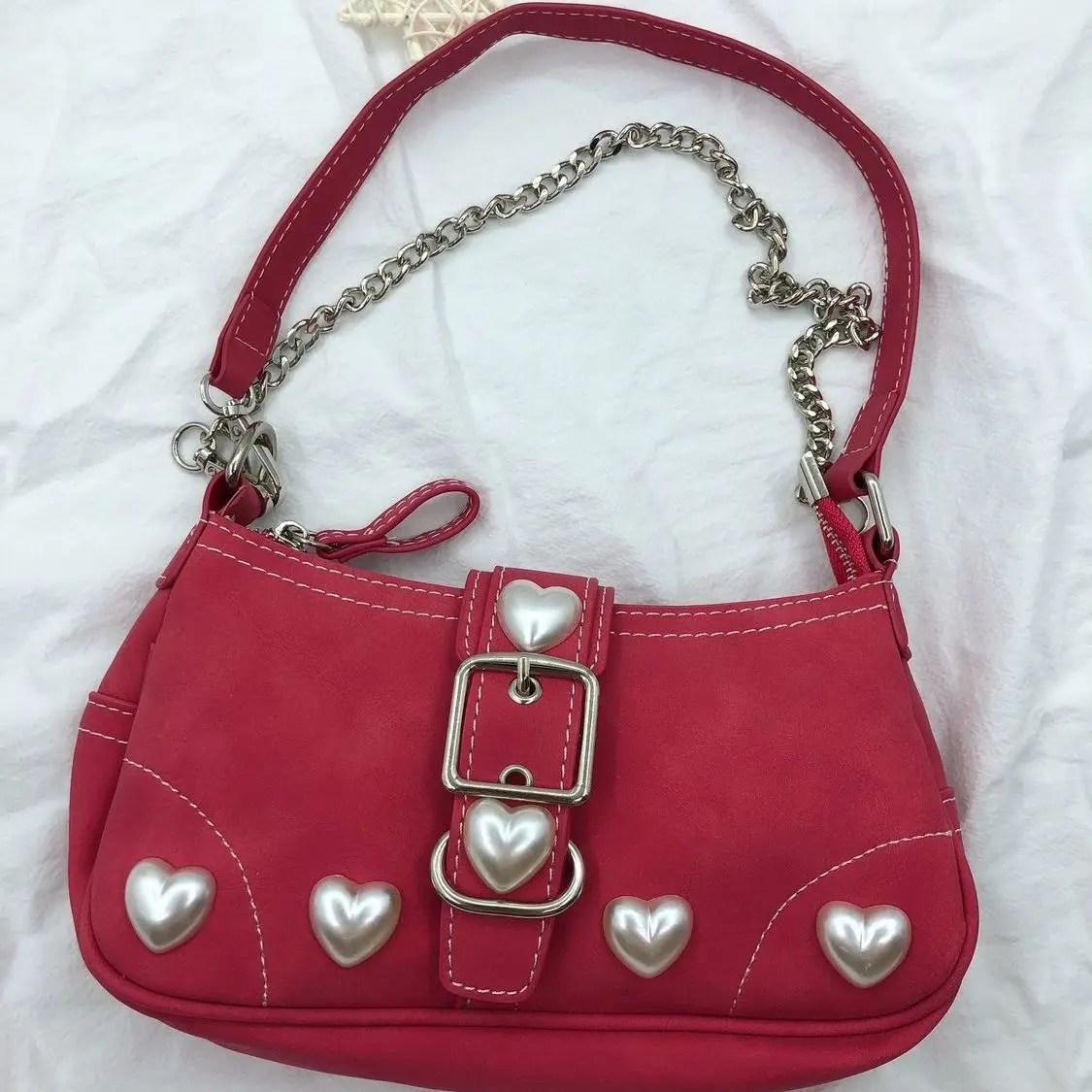 Xiuya Harajuku Vintage Female  Bag 2022 Rose Red Heart Japanese Goth ita Bag Fem - £62.37 GBP