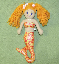 13" Nanco Mermaid Plush Doll Stuffed Yellow Orange Spotted 2010 Wool Hair Toy - £6.36 GBP
