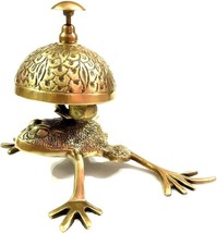 Antique Brass Frog Style Desk Bell Nautical Hotel Counter Reception Bell - £37.95 GBP