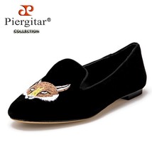 New Fashion Lady Velvet shoes  Embroidered with Fox Pattern Women Loafers Women  - £176.38 GBP