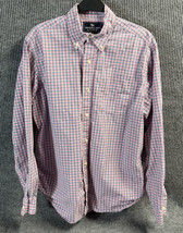 VTG American Living Shirt Mens Large Pink Blue Checkered Button Down Long Sleeve - £14.67 GBP