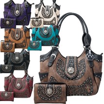 Western Handbag Scroll Rhinestone Concho Buckle Concealed Carry Purse Wa... - £20.44 GBP+