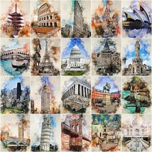 Paint By Numbers Kit City Famous Build Art DIY Oil Painting On Canvas for Adults - £14.93 GBP