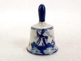 Blue Delft Miniature Hand Bell, Hand Painted Windmill Art, Galveston Souvenir - £15.59 GBP
