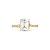 Solitaire Engagement Ring 14K Yellow Gold FN 2.5 Cttw Emerald Round CZ (Size 7) - £36.33 GBP