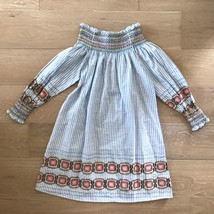 Velzera Blue White Striped Smocked Mini Dress Large NWOT - $26.24