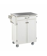 White Wooden Stainless Steel Top Kitchen Cart Island Storage Prep Table ... - £432.94 GBP