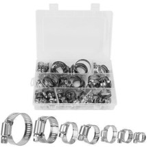 60Pcs Hose Clamp Set Stainless Steel Adjustable Worm Gear Assortment Pipe Tub... - £26.96 GBP