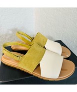 SOREL Ella II Slingback Leather Sandal, Comfort Shoe Olive Beige Size 10... - $110.75 CAD