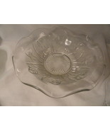 Iris &amp; Herringbone  Ruffled Salad  Bowl Crystal 9.5&quot; Mint Depression Glass - $15.99