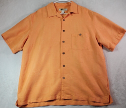 Joe Marlin Shirt Men XL Orange Rayon Short Sleeve Pocket Slit Collar Button Down - £13.38 GBP