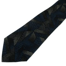 Krizia Uomo Vintage 100% Silk Hand Made in Italy Dark Abstract Blue 59&quot; ... - £22.14 GBP