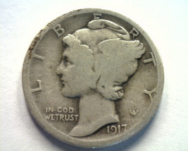 1917 MERCURY DIME FINE F NICE ORIGINAL COIN FROM BOBS COINS FAST SHIPMENT - $7.00