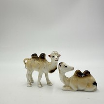 Vintage Japan Bone China Miniature 2 Hump Camels Figurine Pair - $26.10