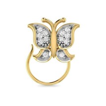 14kYellow Gold-Plated Round Lab-Created Moissanite Butterfly Style Nose ... - £22.04 GBP