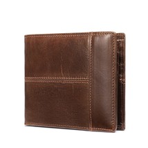 Id anti theft leather men s wallet money clip short style head layer cowhide multi card thumb200