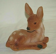 Vintage Brown Flocked Deer Christmas Reindeer Large Animal Figurine Xmas Holiday - £19.73 GBP