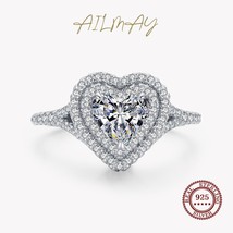 Fashion 925 Sterling Silver Romantic Luxury Heart  Dazzling 5A CZ Rings For Wome - £21.06 GBP
