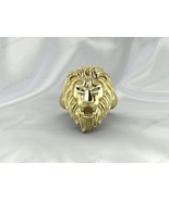 Modern Unique Loin Signet Mens Ring, High Quality Yellow Brass Handmade ... - $1,069.74 MXN