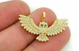 14k Yellow Gold Plated 3.00Ct Simulated Diamond Owl Pendant Christmas Gift - £60.91 GBP