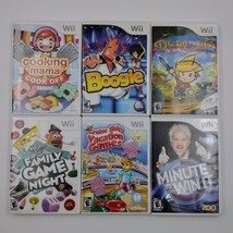 Wii 6 Game Lot Cooking Mama Boogie Drawn to Life Family Game Night Minute to Win - £23.67 GBP