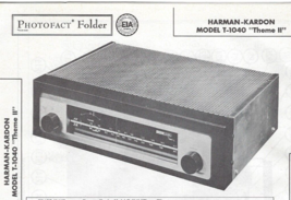 1958 HARMAN-KARDON T-1040 Theme Ii Am Fm Radio Tuner Photofact Manual Tube Vtg - £8.69 GBP