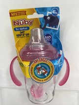 Nuby Pink No Spill 360 Weighted Straw Grip N&#39; Sip Tritan Cup Hygienic Cover 8oz - £6.08 GBP
