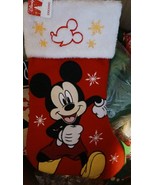 Disney Mickey Mouse Red Christmas Stocking Plush Embroidered Applique Print - £8.99 GBP