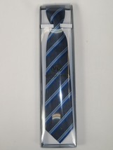 Men's Vito Rofolo From Italy Tie Hankie Gift Boxed 100% Silk VR-37 Blue Stripe image 4