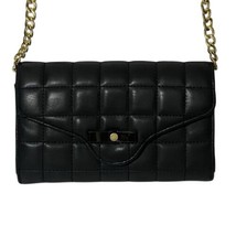 Mossimo Black Quilted Gold Chain Crossbody Bag Purse Wallet - $21.99