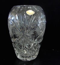 Bleikristal Hand Cut Crystal Vase 6&quot; Starburst Pinwheel Design - £32.05 GBP