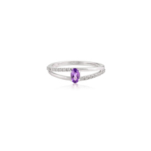 Oval Cut Amethyst Diamond Ring Minimalist Amethyst Ring Unique Dainty Gift Ring - $200.00