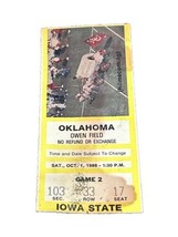 Ncaa Ticket Stub Iowa St. Cyclones @ Oklahoma Sooners 10/1/1988 Holieway Switzer - £16.24 GBP