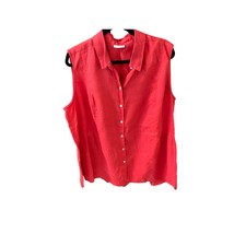 J Jill Womens Size 2X Red Love Linen Sleeveless Blouse Tank Top Button U... - £23.29 GBP