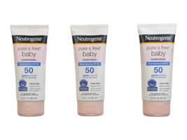3x Neutrogena Pure &amp; Free Baby Sunscreen Spf 50 Tear &amp; Fragrance Free 3 Oz - £16.52 GBP