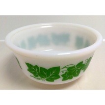 Hazel Atlas Ivy Round Glass Bowl - White w/ Green Leaves - Farmhouse/Decor - $11.87