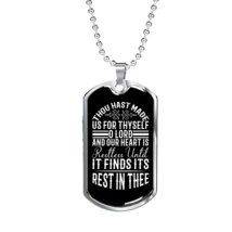 Rest In Thee Christian Necklace Stainless Steel or 18k Gold Dog Tag 24&quot; Chain - £38.52 GBP+