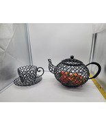 French Egg  fruit Basket Teapot Shaped With Teacup   Farmhouse Decor - $912.32 MXN
