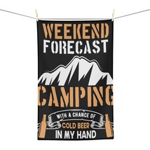 Microfiber Tea Towel: Camping with Cold Beer Weekend Forecast Design - $18.54