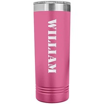 William - 22oz Insulated Skinny Tumbler Personalized Name - Pink - £26.37 GBP