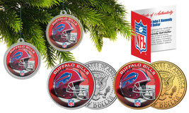 BUFFALO BILLS Colorized JFK Half Dollar 2-Coin Set NFL Christmas Tree Or... - £10.93 GBP