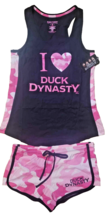 Duck Dynasty I Love Heart Tank Top Lounge Short Set Valentines Black Pink Xl - £11.78 GBP