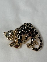 VINTAGE LEOPARD SPOTTED CAT CHEETAH PIN OR PENDANT DESIGNER GREEN STONE ... - £17.48 GBP