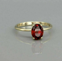 1.00 Ct Oval Cut Garnet Solitaire Engagement Ring 14K Yellow Gold Finish - £78.09 GBP