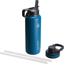 Thermoflask Bottle With Chug Lid &amp; Straw Lid - Insulated, 40 Oz, Cobalt - $37.99