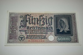 1940 NAZI Germany OCCUPIED TERRITORIES 50 Reichsmark Wehrmacht - £13.44 GBP