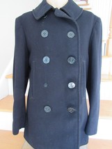 WW2 military pea coat US NAVY wool antique vintage 1940&#39;s blue WWII corduroy - £110.05 GBP