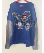 The Muppets Animal Drummer Long Sleeve Shirt Blue &amp; Gray Kids  XL (12-14) - £9.88 GBP