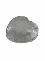 Heart Shaped Trinket Box Frosted Glass Embossed Roses Candy Keepsakes Va... - £15.03 GBP