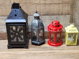Rustic Farmhouse Hanging Tealight Lantern Candle Holders - Lot Of 4 - SHIPS FREE - £31.95 GBP